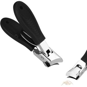 Allecto plus - Brede Nagelknipper met Spatwaterdichte Schuine Bekopening voor Vingernagels en Teennagels - Pedicure-Manicuretool voor Mannen en Vrouwen (Zwart)