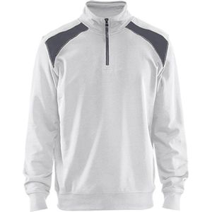 Blåkläder 3353-1158 Sweatshirt Bi-Colour met halve rits Wit/Grijs maat XXL