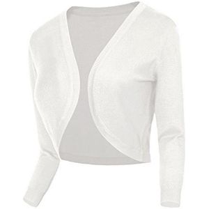 Dames V-Hals Korte Gebreide Cardigan met Driekwart Mouwen
