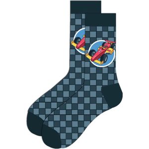 SilverAndCoco - Gekke Vrolijke Foute Sokken / Leuke Grappige Happy Dikke Warme Huissokken Dames & Heren Kerstcadeau pakket / Thermosokken Katoen / 1 Paar Wintersokken Mannen en Vrouwen Socks Sinterklaas Schoen Kerst Cadeautje - Race Formule