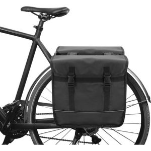 TLRGolf® Dubbele Fietstas - 100% Waterafstotend & Reflecterend - Fietstas - 35 Liter - Fietstassen electrische fietsen - (Zwart)