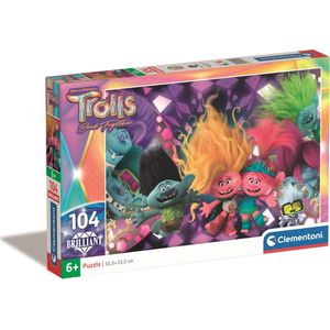 Clementoni - Puzzel 104 Stukjes Brilliant Trolls 3, Kinderpuzzels, 6-8 jaar, 20191