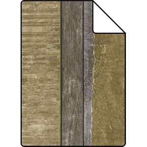 Proefstaal ESTAhome behang houten plankjes beige, blauw en kaki groen - 138253 - 26,5 x 21 cm