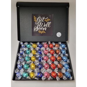 Chocolade Ballen Proeverij Pakket Groot | 40 stuks Lindt chocolade met Mystery Card 'Get Well Soon' met persoonlijke (video)boodschap | Chocoladepakket | Feestdagen box | Chocolade cadeau | Valentijnsdag | Verjaardag | Moederdag | Vaderdag