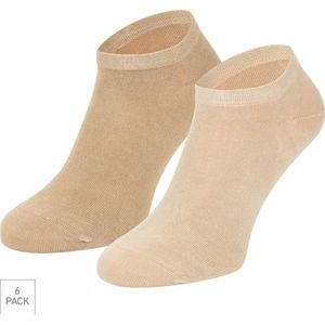 Bamboe Sneaker Sokken 6-Pack - Beige - Maat 36-40 - Lage Bamboe Sportsokken Voor Frisse Droge Voeten - Dames / Heren