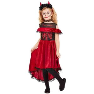 Smiffy's - Spaans & Mexicaans Kostuum - Schattige Spaanse Duivel Senorita - Meisje - Rood, Zwart - Medium - Halloween - Verkleedkleding