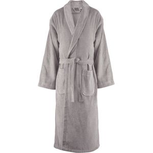 Badjas - velours katoen - lichtgrijs/taupe - sjaalkraag badjas sauna - Unisex