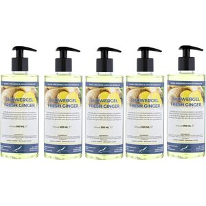 Douchegel Fresh Ginger 500 ml - set van 5 stuks - met gratis pomp - Showergel