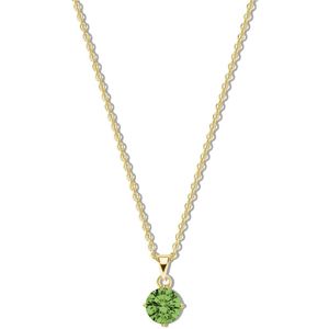 New Bling 9NB-1195 Zilveren Ketting met Zirkonia Hangertje 5mm - Groen - Ankerschakel - 1,6mm - 40+5cm - Zilver - Verguld/Goud op Zilver