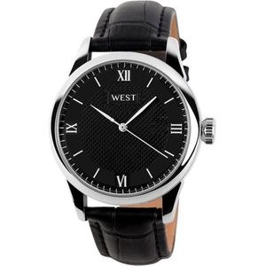 West Watches Model Amsterdam basic heren horloge - analoog - lederen band - 38 mm - zwart