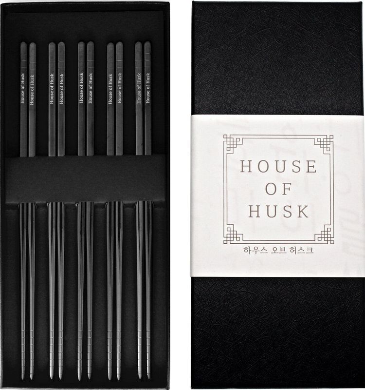 House of Husk Chopsticks Set - Koreaanse Eetstokjes - Vaatwasserbestendig - RVS - 5 Paar - Zwart