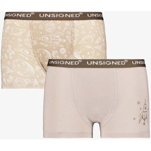 Unsigned 2-pack jongens boxershorts ruimteschip - Beige - Maat 98/104