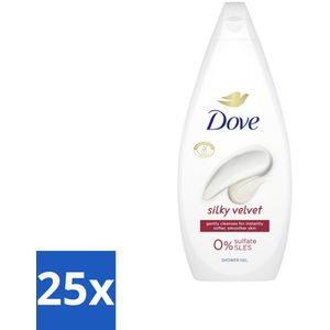25 x Dove Douchecrème - Silky Velvet - 720 ml - Vegan - Biologisch Afbreekbaar - Duurzaam