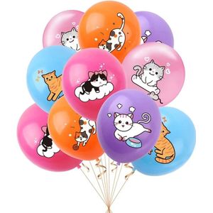 10 ballonnen Happy Cats met ballon lint - kat - poes - ballon - decoratie - huisdier - dierendag - verjaardag