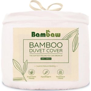 Bamboe Dekbed | 200 x 200cm | Ultrazacht | Wit | Eco Dekbedhoes | Luxe Bamboe Beddengoed | Hypoallergeen Dekbedovertrek | Puur Bamboe viscose rayon Dekbedhoes | Ultra-ademende Stof | Bambaw