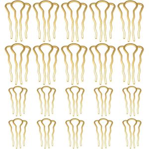 20 stuks haarkammen 4 tanden metalen haarspelden U-vormige haarvorkclip haardraaipennen modieuze haarspeld opgestoken accessoire voor meisjes en vrouwen (goud)