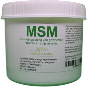 Herbes D'elixir MSM Poeder - 400 Gram - MSM preparaten - Puur MSM poeder