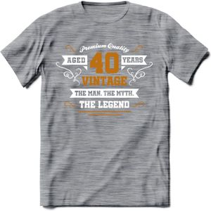 40 Jaar Legend T-Shirt | Goud - Wit | Grappig Verjaardag en Feest Cadeau Shirt | Dames - Heren - Unisex | Tshirt Kleding Kado | - Donker Grijs - Gemaleerd - M