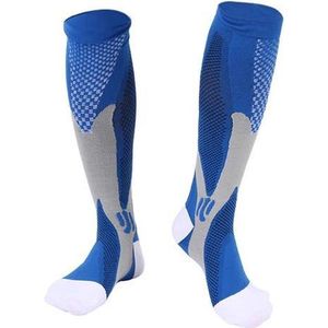 Compressie sokken voor hardlopen en reizen - Compressiekousen blauw mannen maat XXL (44-46)