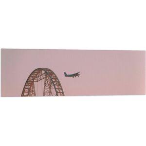 WallClassics - Vlag - Vliegtuig Langs Achtbaan - 120x40 cm Foto op Polyester Vlag