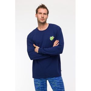 Woody pyjama jongens - dino - donkerblauw - 242-10-PZL-Z/889 - maat 152