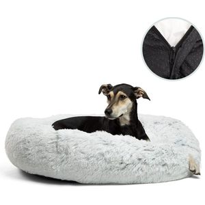 Behave Hondenmand Deluxe - Maat XXL - 100 cm - Hondenkussen - Hondenbed - Donutmand - Wasbaar - Fluffy - Donut - Grijs
