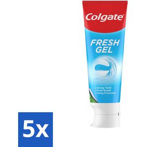 5 x Colgate Tandpasta Fresh Gel 75 ml - Gaatjes - Fluoride - Tandglazuur - Mondgezondheid