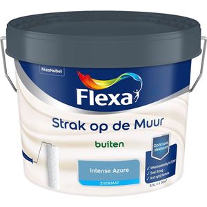 Flexa - Strak op de Muur Buiten Muurverf Zijdemat - Intense Azure - Kleur van het jaar 2025 - Mengverf - 2.5 Liter