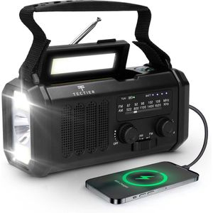 Noodradio Solar Opwindbaar – Noodradio 10.000 mAh – Opwindbare Radio – Zaklamp opwindbaar – Solar Powerbank – Noodpakket – Zwart