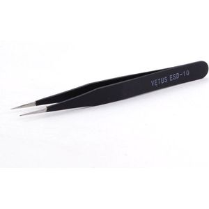 Tweezer ESD-10 - Professionele wimper pincet - Zwart - Recht - Smal - Kort - aanbrengen van wimperextensions – wimperbehandelingen - Reparaties