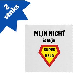 Akyol - mijn nicht is mijn superheld brillendoekjes - Nicht - super nicht - verjaardag - cadeautje voor nicht - nicht artikelen - kado - geschenk - 17,8 bij 17,8 cm - 2 stuks