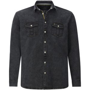 Jan Vanderstorm herren Denim Overhemd - 51/52 - zwart