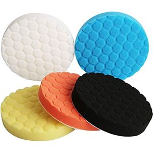 Set van 5 polijstpads van 7 inch voor auto polijstmachines, geschikt voor polijsten, waxen en buffen met duurzame sponsmaterialen voor een glanzende afwerking