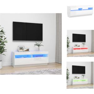 vidaXL TV-meubel Hifi hoogglans wit - 100 x 35 x 40 cm - RGB LED-verlichting - Kast