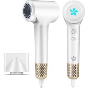 Professionele Ionische Plasma Haardroger 1500W - 110.000 RPM Sneldrogend - Geluidsarm 57 dB - Met Koude Luchtstand - Inclusief Opzetstukken - Wit