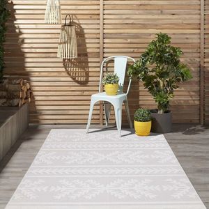 Flycarpets Caprenia Creme Buitenkleed - Vloerkleed Buiten - Laagpolig Tuinkleed, Tuintapijt, Buitentapijt - 160x230 cm