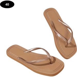 Livano Slippers Dames - Teenslippers - Flip Flops - Comfortabel - Zomer - Lichtbruin 38