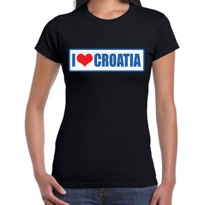 I love Croatia / Kroatie landen t-shirt zwart - dames - Kroatie landen shirt / kleding - EK / WK / Olympische spelen outfit XL