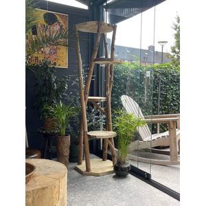 Catsy - Play XL - 1,70 Buiten Krabpaal voor katten - Krabpaal voor grote katten - Hout Design - Houtkleur - Krabpaal Hout - krabpaal Outdoor - 55 x 70 x 170 cm
