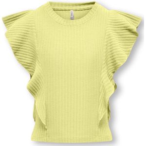 ONLY KOGNELLA S/L SHORT RUFFLE TOP JRS Meisjes T-shirt - Yellow Pear - Maat 110/116