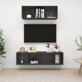 The Living Store Tv-meubelset Spaanplaat - 37 x 37 x 107 cm - 37 x 37 x 142.5 cm - Grijs