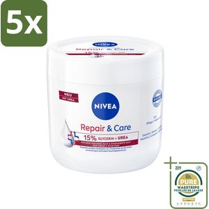 5 x Nivea - Repair & Care Bodycrème - 72 uur Hydratatie - Barrièrecrème voor Zeer Droge en Ruwe Huid - 400 ml - Grootverpakking - Huidverzorging - Droge Huid - Barrièrecrème - Hydratatie - Ureum