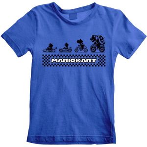 Nintendo Super Mario - Mario Kart Silhouettes Kids Tshirt - Kids tm 13 jaar - Blauw