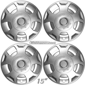 Wieldoppen set 15"" passend voor FORD TRANSIT 2006-2014 zilver + chroom ring (0342)
