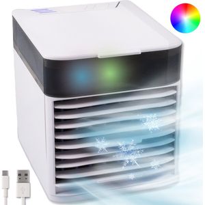 Silvergear Mini Aircooler met Water - Air Cooler /Luchtkoeler - Luchtcooler - AC - USB - LED - Wit