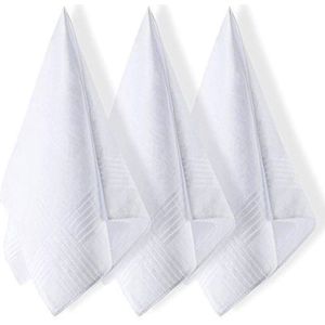 Katoenen Satijnen Zakdoeken voor Heren - 12 Stuks, Wit