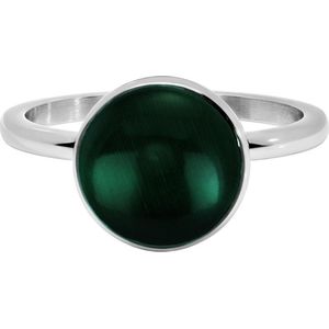 Quiges Stapelring Dames - Vulring - RVS Zilverkleurig met Groene Cateye - Maat 19 - Hoogte 2mm