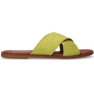 Sacha - Dames - Lime slippers met gekruiste bandjes - Maat 36