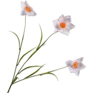 Silk-ka Zijden Bloem-Kunstbloem Narcis Tak Crème 70 cm Voordeelaanbod Per 2 Stuks