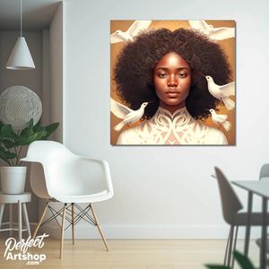 PEACE AND LOVE1: 100x100cm Plexiglas. Decoratie - Afrika - Modern - Aards - Kunst